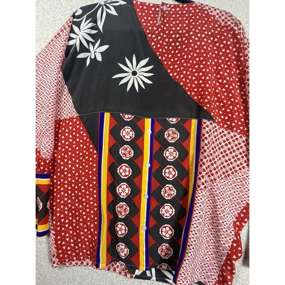 ESCADA Margaretha Ley Silk Vintage Chinese Peking Opera Mask 2 Pc Blouse Skirt - Picture 4 of 15